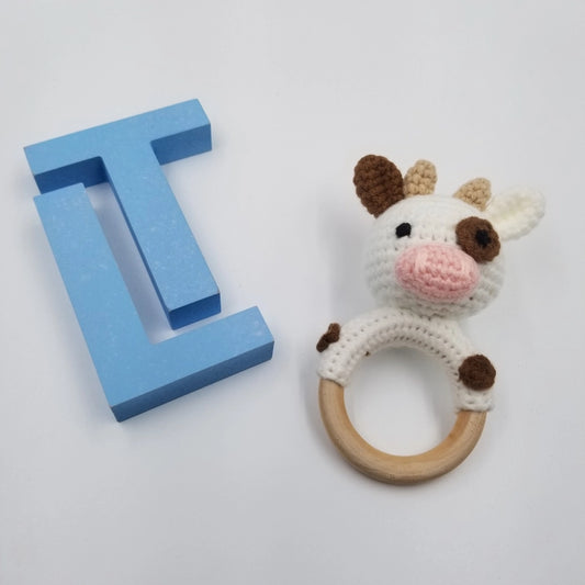 cow knitted rattle
